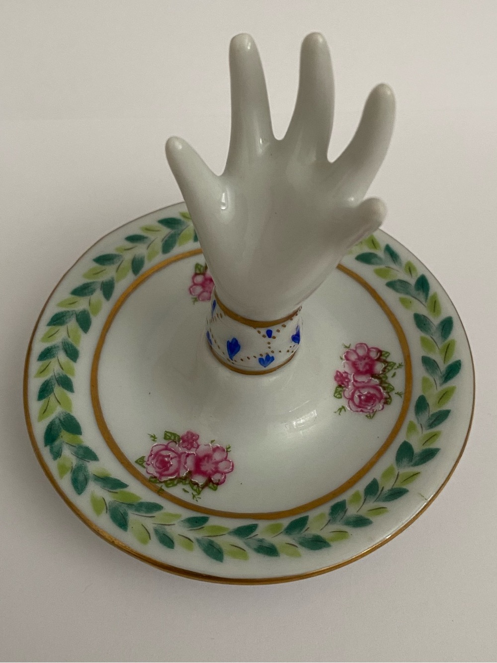 Paris Royal Porcelain Ring Holder Dish with Hand Stand -trinket dish